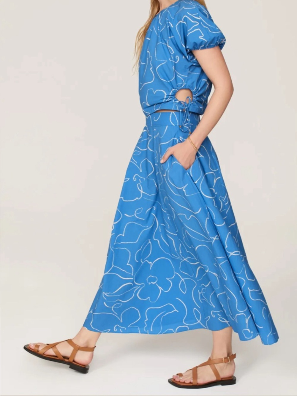 Madewell Blue white floral print maxi skirt Size 4